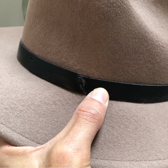 BRIXTON WOOL FELT MEDIUM BRIMMED HAT Sz 7 small 56 CM tan w black leather belt - Picture 5 of 11